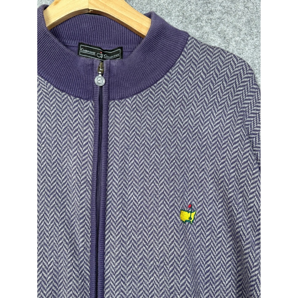 Clubhouse Collection Masters Purple Herringbone Full Zip Sweater Mens XL Logo